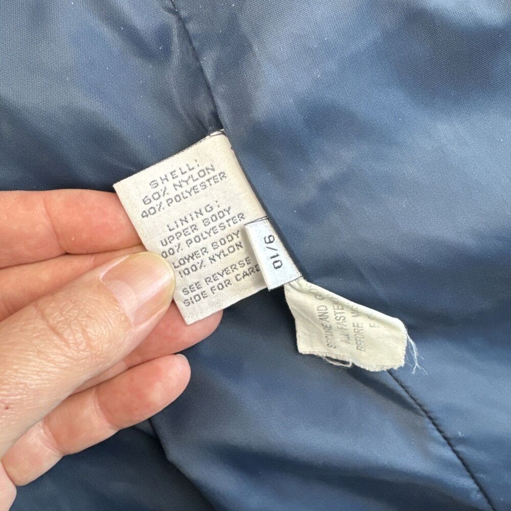 1980's Iridescent Blue Trench Coat Women's 9/10 Shoulder Epaulets‎ Belted (1107) - Picture 5 of 15